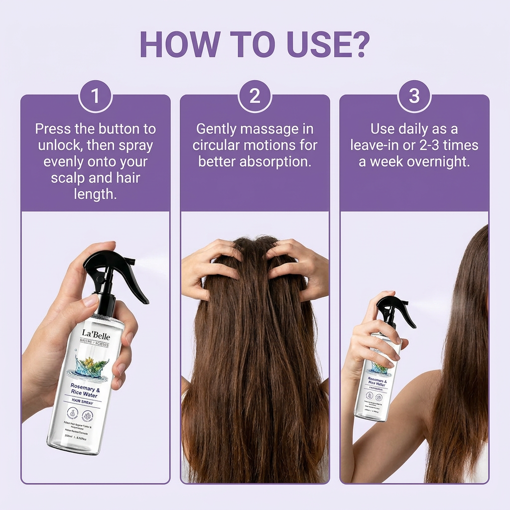 La'Belle Hair Growth Tonic Spray | Rosemary Water & Rice Water Extract